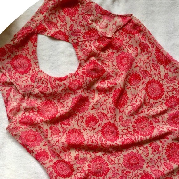 CAbi Floral Top Sleeveless Print Tank Pink Nude - Picture 7 of 8